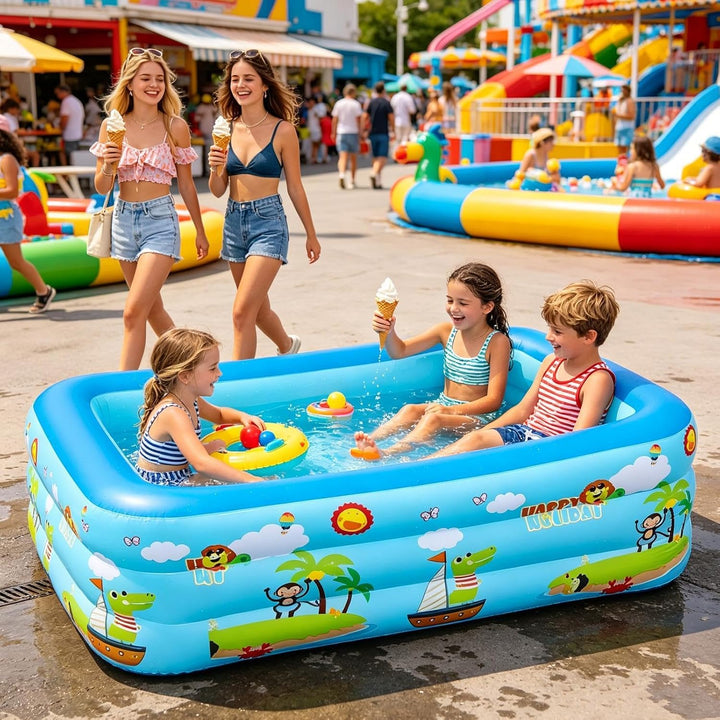 Aufblasbarer Pool für Kinder, UV-beständig, gross, tragbar, faltbar, quadratisch, für heisses Wetter