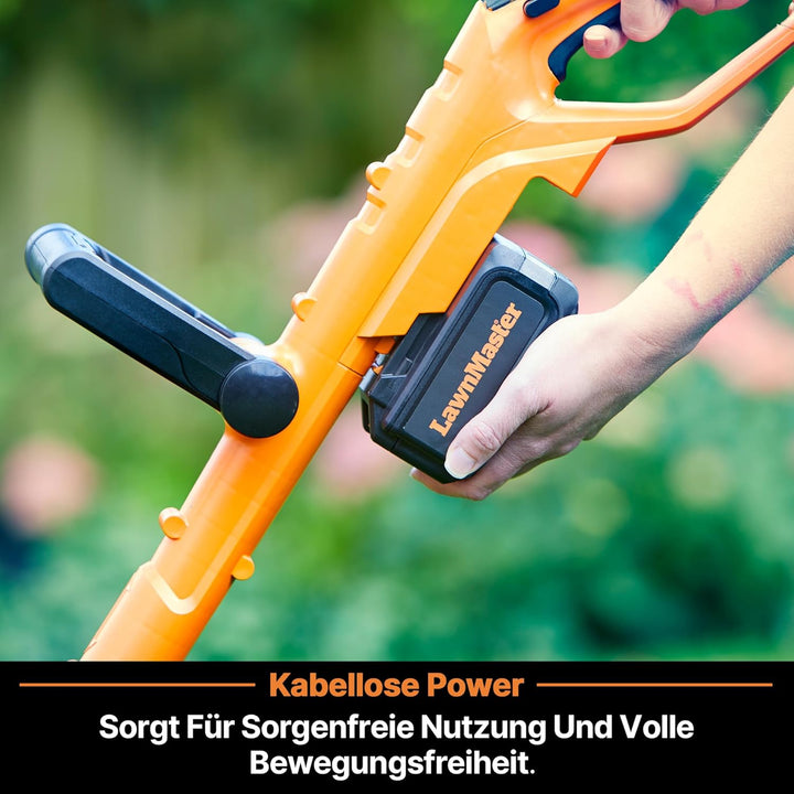 LawnMaster Akku-Rasentrimmer 24V 2,0Ah, inkl. Akku und Ladegerät, 25 cm Schnittbreite, für grössere