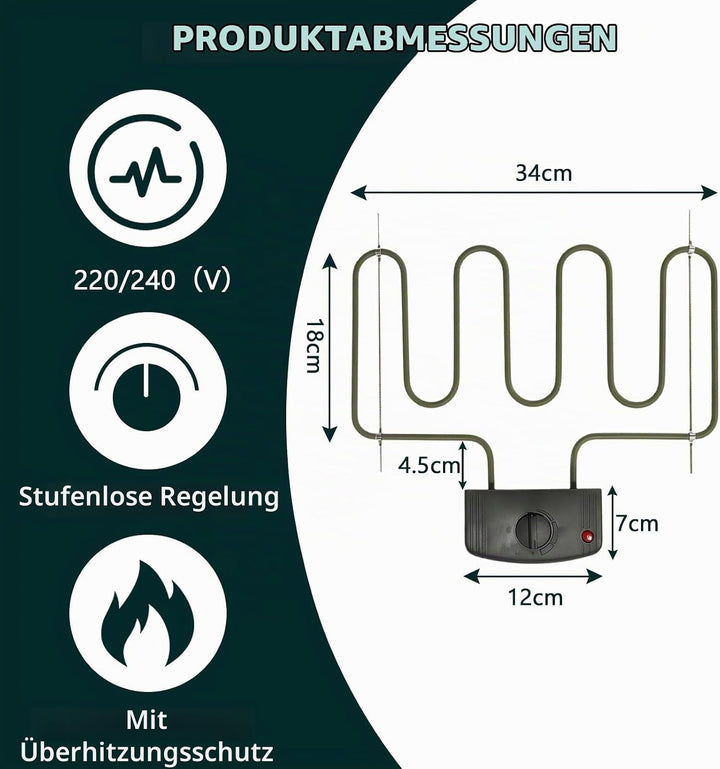 Heizschlange Elektrisch 2000W, Universal Heizschlange für Räucherofen Elektrisch, Räucherzubehör Ele