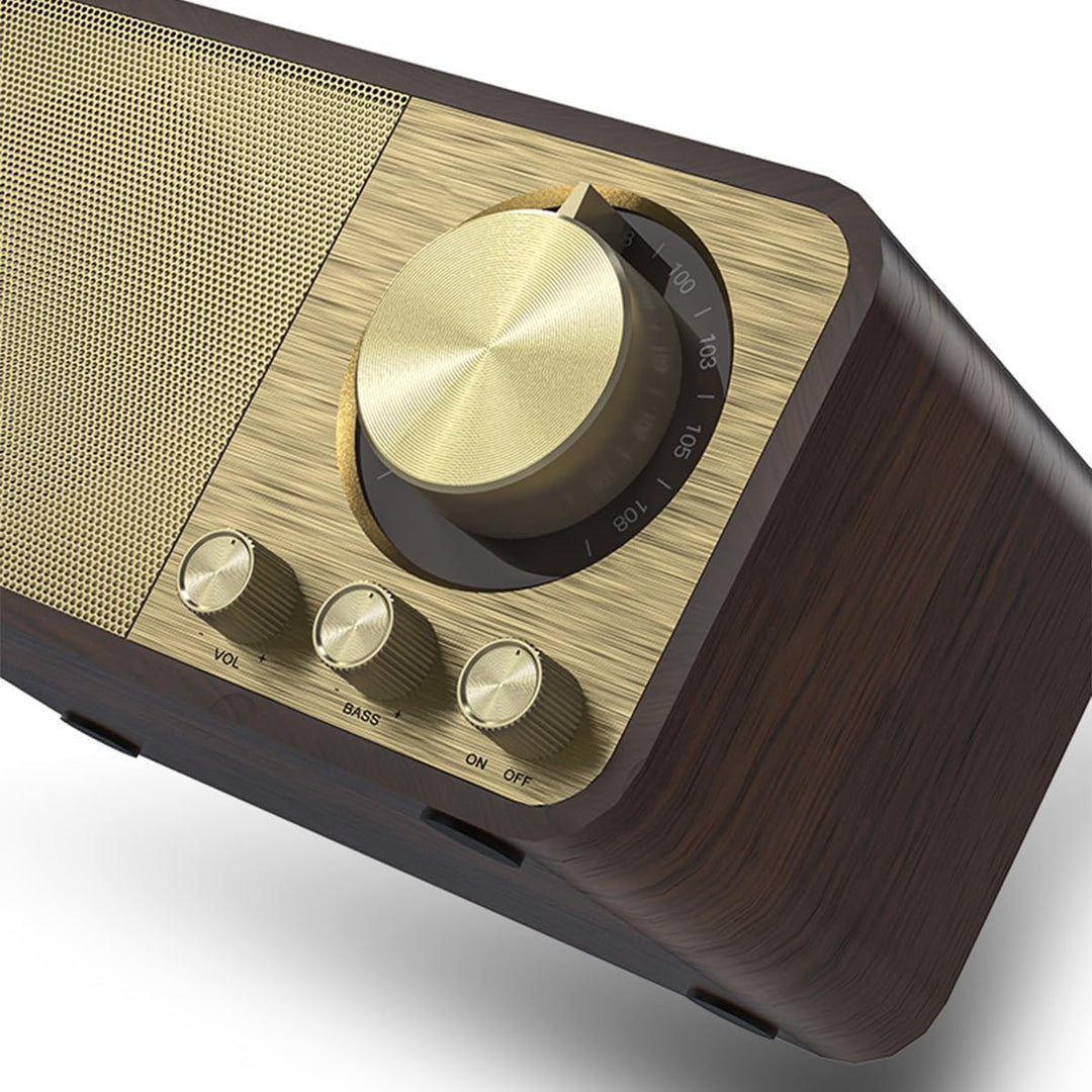 Retro-Bluetooth-Radio, Holzmaserungsdesign, Retro-5-W-Lautsprecher, 1800-mAh-Akku, AUX/USB/TF-Karte,