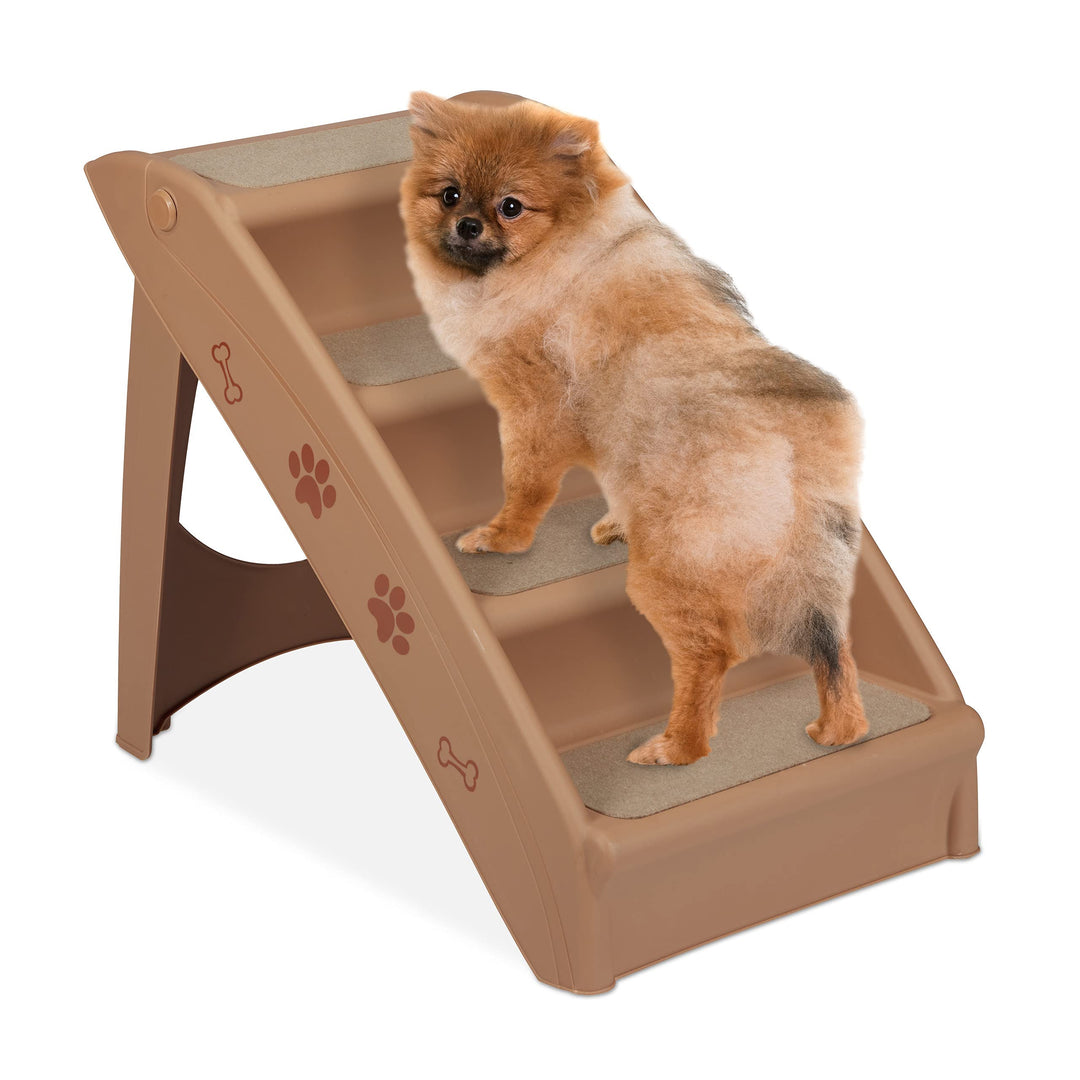 Relaxdays Hundetreppe 4 Stufen, kleine & grosse Hunde, Bett & Couch, Auto, Tiertreppe, HxBxT: 49 x 3