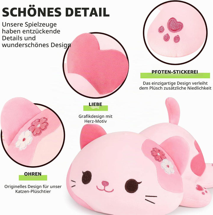 shownicer Plüschtier Katze Kuscheltier Stofftier Kawaii Katze Plüsch Kissen Spielzeug Kätzchen Plüsc