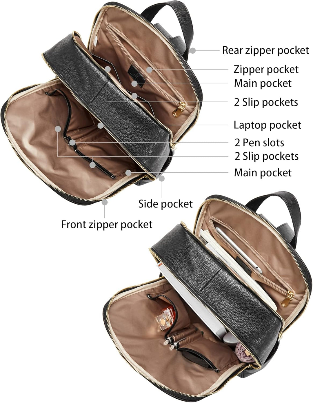 BOSTANTEN Leder Rucksack，15.6 inch Laptop Rucksäcke Casual Daypack Braun Stadtrucksack Backpack Dayp