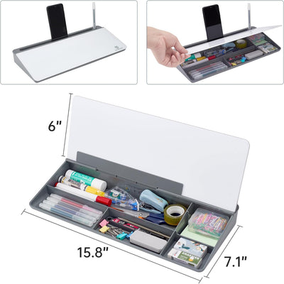 Kleines Whiteboard aus Glas, trocken abwischbar, Computertastatur-Ständer mit Schublade, Schreibtisc