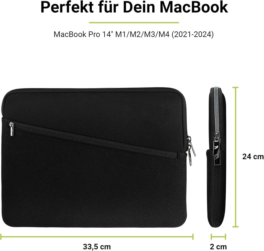 Artwizz Neoprene Sleeve PRO kompatibel mit MacBook Pro 14 (M3/M2/M1) - Schutzhülle mit Zubehör-Fach,