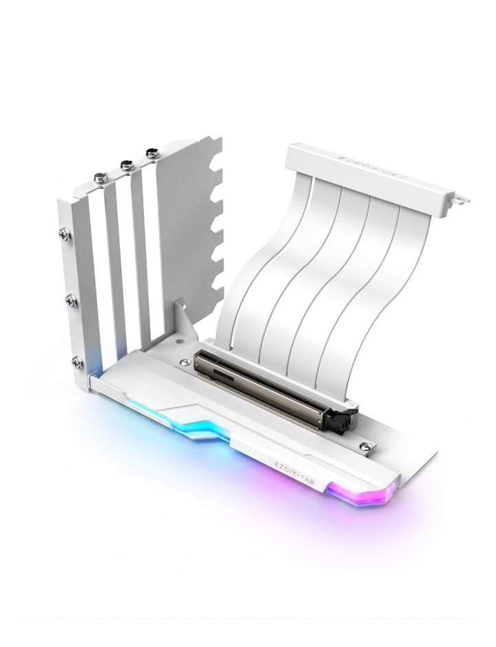 EZDIY-FAB AH00 ARGB Vertical GPU Mount mit PCIe 5.0 x16 Riser Kabel,Weiss, Weiss