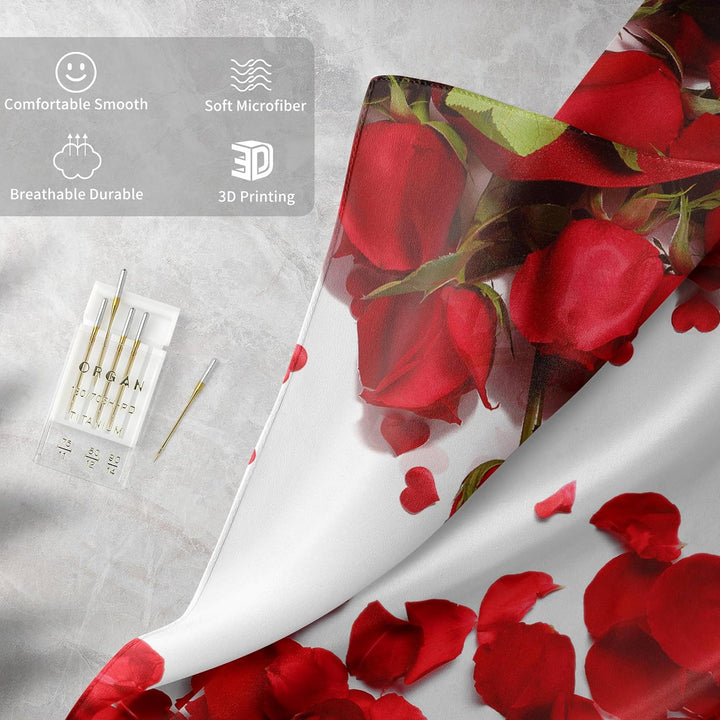 HZVRTN Bettwäsche 3D Rot Rose Bettbezug Set mit Reissverschluss und 2 Kissenbezug, Mikrofaser Kreati