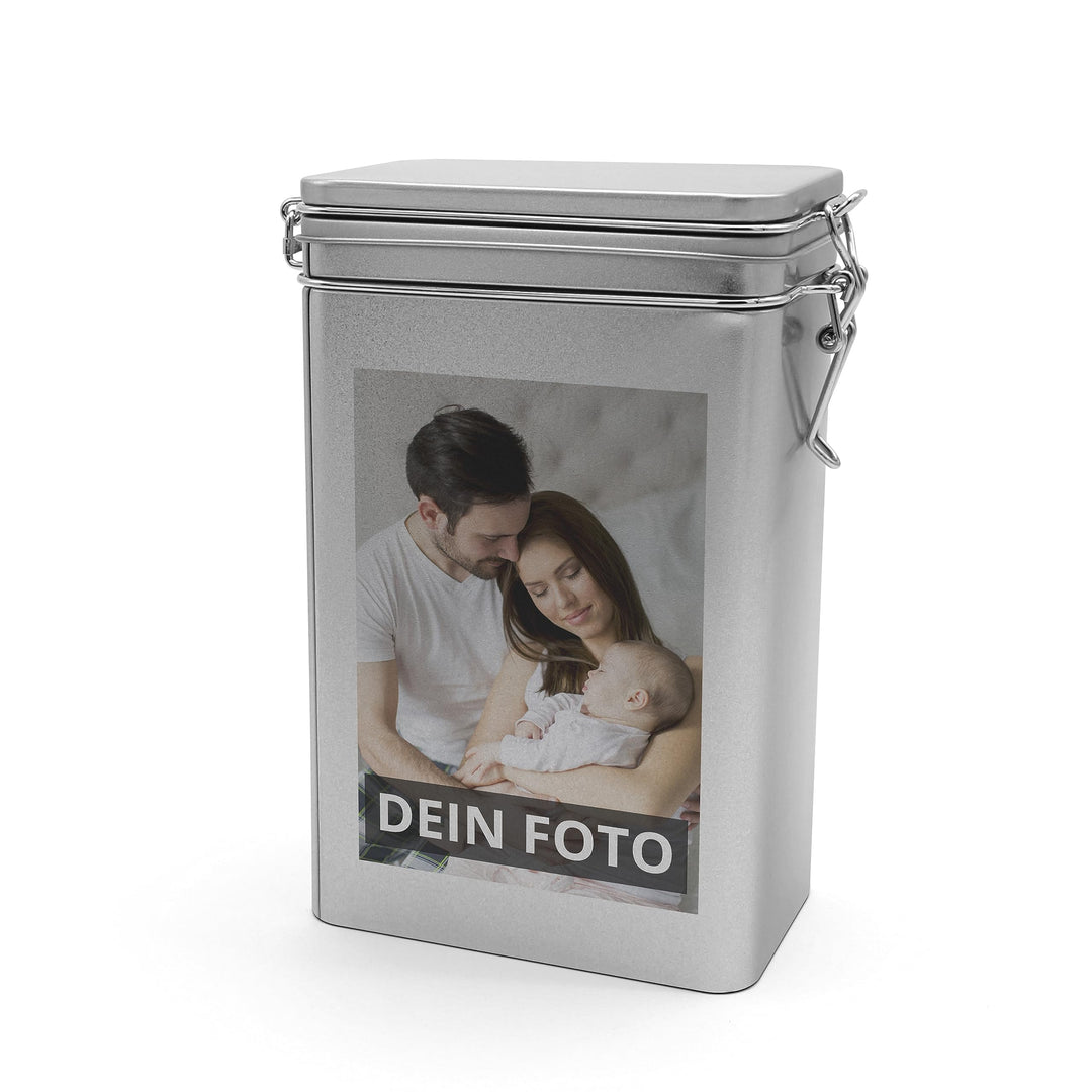 Personalisierte Kaffeedose mit Foto bedrucken lassen - Vorratsdose für Kaffee mit eigenem Motiv gest