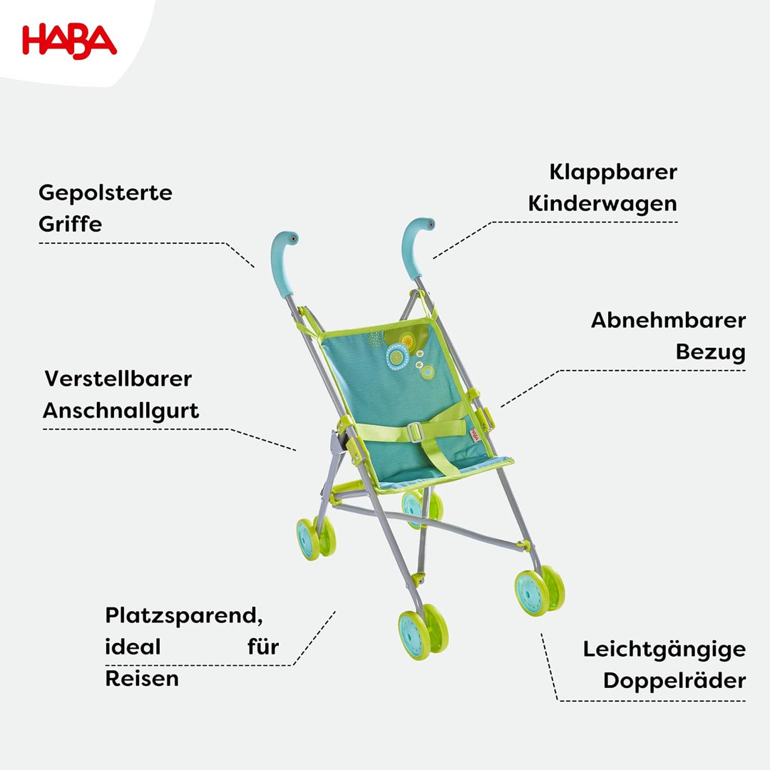 HABA 306208 - Puppenbuggy Sommerwiese, Puppen Zubehör ab 3 Jahren
