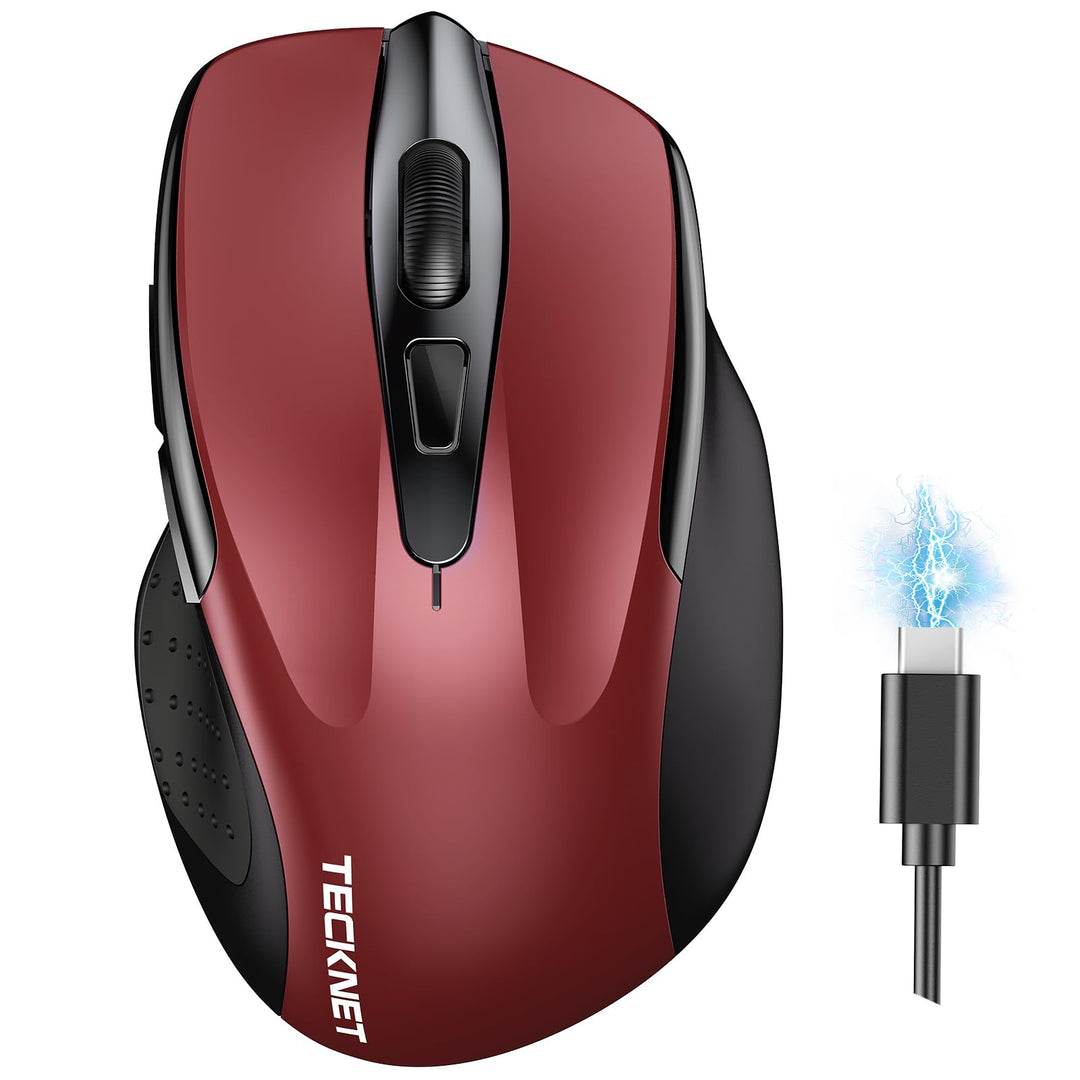 TECKNET Bluetooth Maus mit Jiggler, Wiederaufladbare Maus Kabellos für Laptops(DREI Modi: BT 5.0/3.0