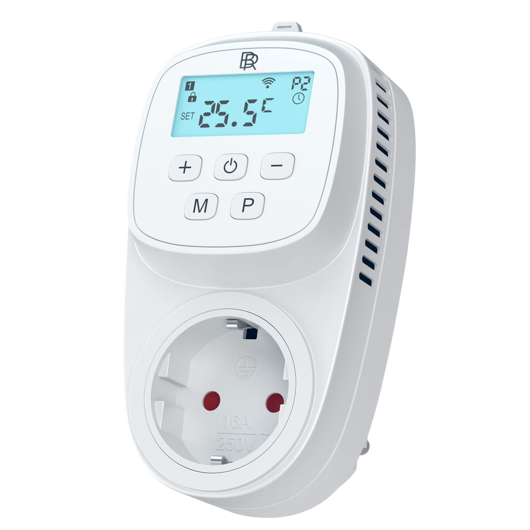 BR Bringer WiFi Thermostat - steuerbar mit App/WiFi oder SmartHome - Steckdosenthermostat für Infrar