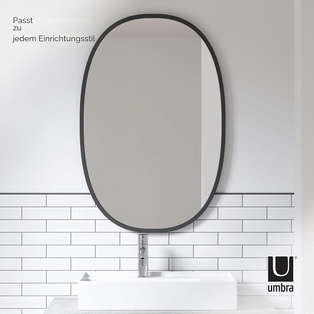 Umbra Hub Wandspiegel – Ovaler Spiegel für Diele, Badezimmer, Wohnzimmer und Mehr, Schwarz, 61x91 cm