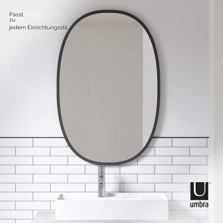 Umbra Hub Wandspiegel – Ovaler Spiegel für Diele, Badezimmer, Wohnzimmer und Mehr, Schwarz, 61x91 cm