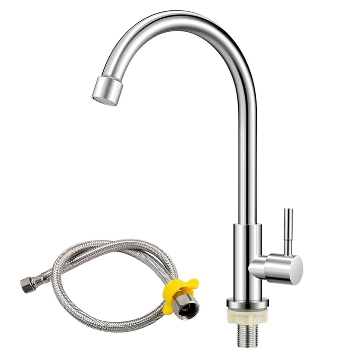 Wasserhahn Kaltwasser 360°Schwenkbar Wasserhahn aus Rostfreiem Stahl Abnehmbar Verdickter Messing Ba