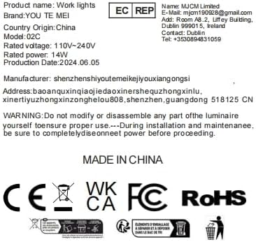 YouTeMei Maschinenlampe mit Magnetfuss Magnetische LED Drehmaschine Lampe 14W 1400 Lumen 6500K Flexi
