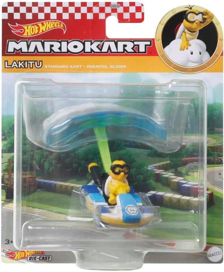 Hot Wheels Modellauto Die Cast Mario Kart GLIDER Lakitu Standard Kart Parafoil Glider Super Mario -