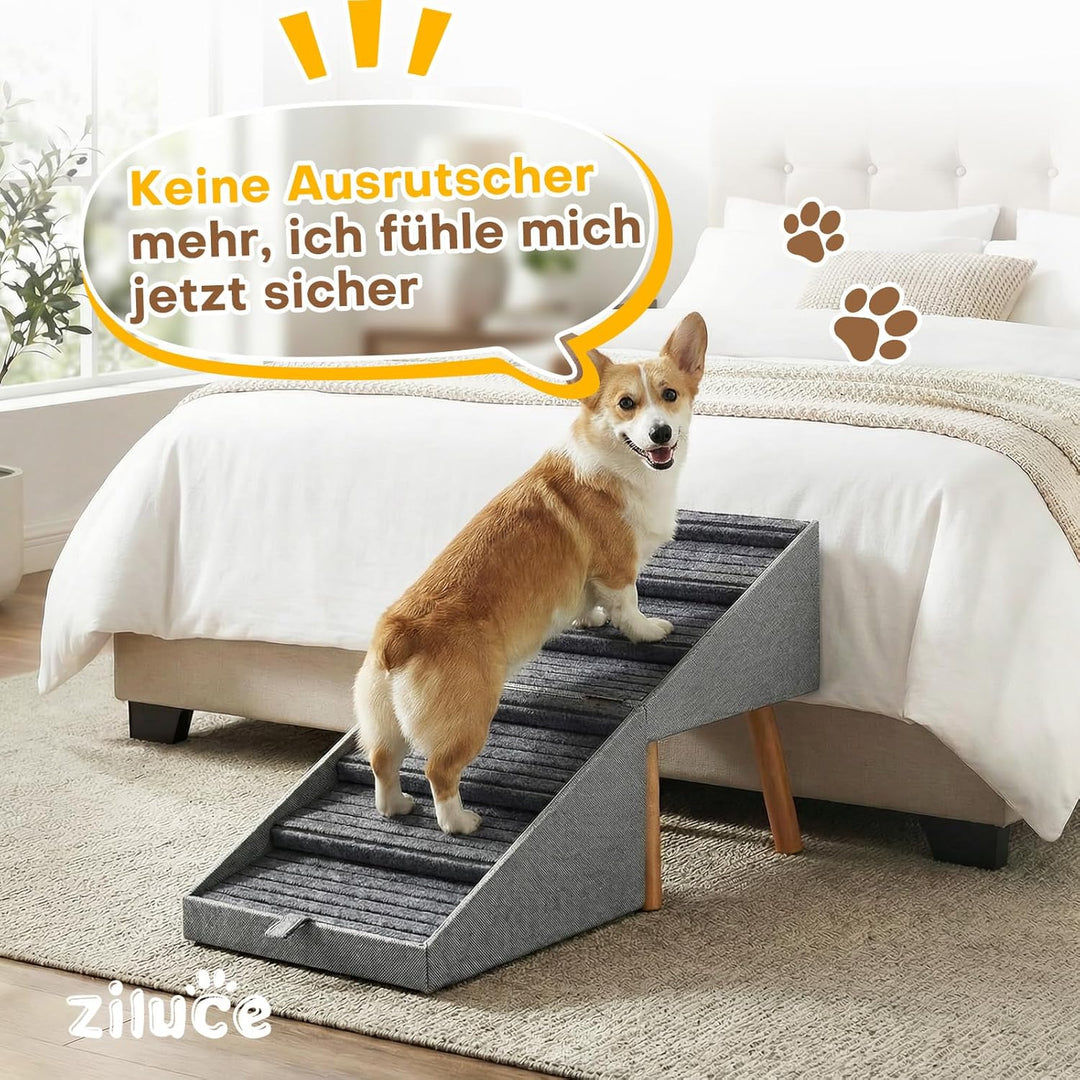 Hunde Treppe für kleine Hunde und Katzen für Couch und Bett, Klappbare 2-in-1 Holz Haustier Schritte