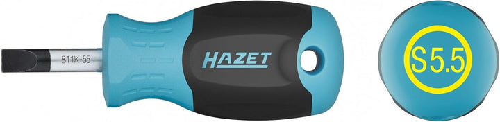 HAZET Schraubendreher 811K-55, SW 1 x 5,5 mm Schlitzprofil, Rutschfester 3-Komponenten-Griff, Rundkl