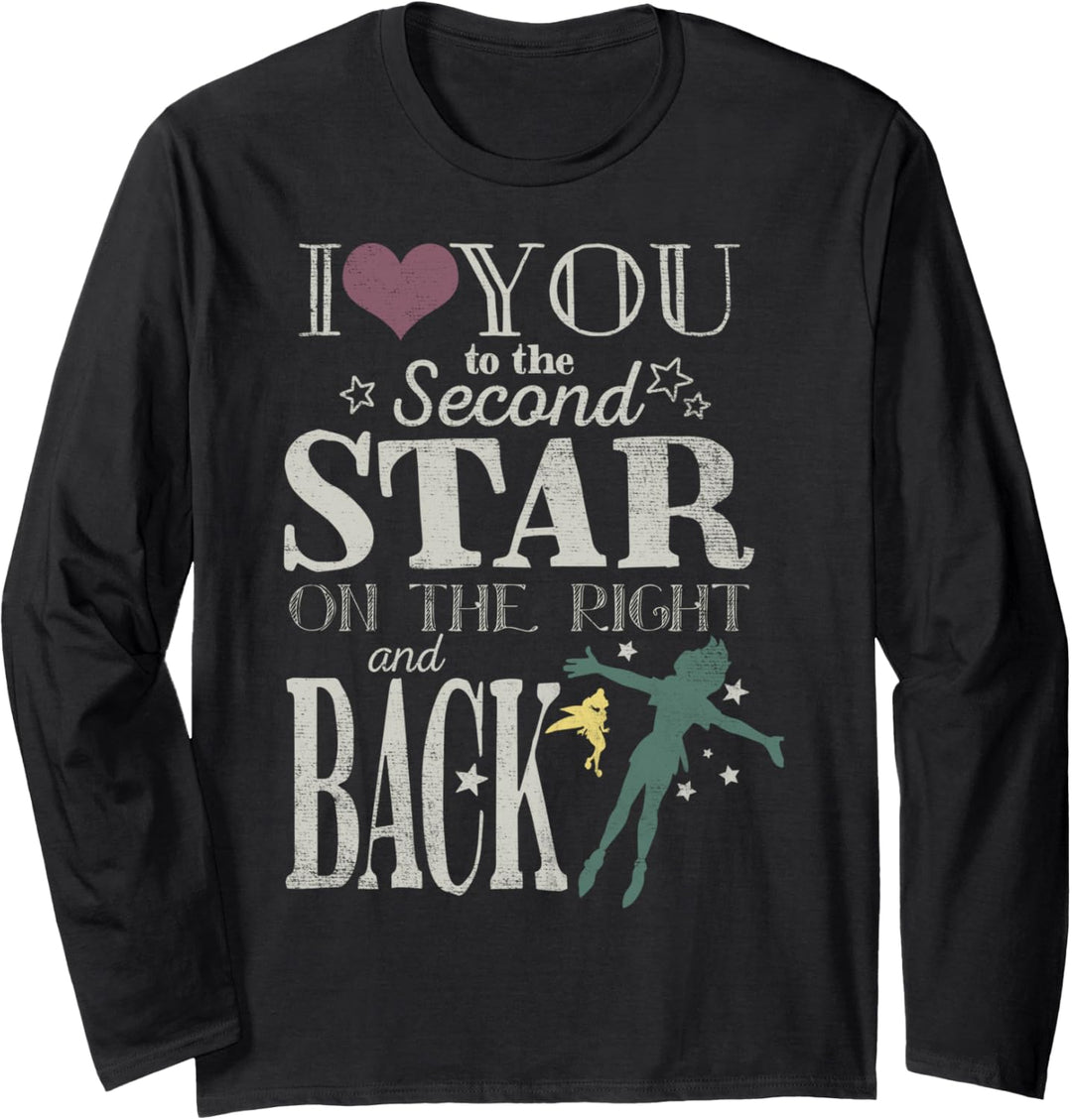 Disney Peter Pan Love You To The Second Star Quote Langarmshirt