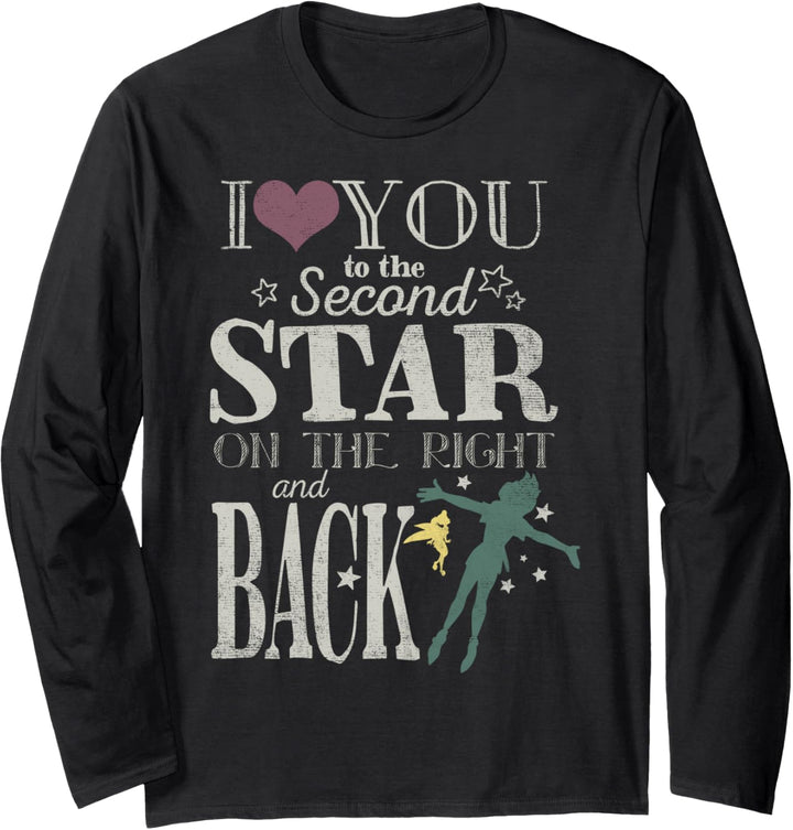 Disney Peter Pan Love You To The Second Star Quote Langarmshirt