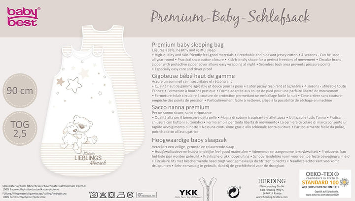 Herding Baby Best Baby-Schlafsack, Kleiner Lieblingsmensch Motiv, 90 cm, Seitlich umlaufender Reissv