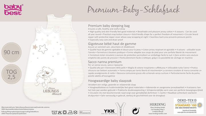 Herding Klaus GmbH GmbH Baby Best Schlafsack, Obermaterial Baumwolle/Füllung: 100% Polyester, beige,