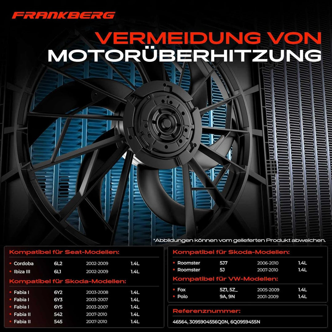 Kühlerlüfter für Ibiza III 6L1 Cordoba 6L2 Fabia I 6Y2 6Y5 5J Fox 5Z1 5Z3 Polo 6N2 9N_ 1.4 L 1999-20
