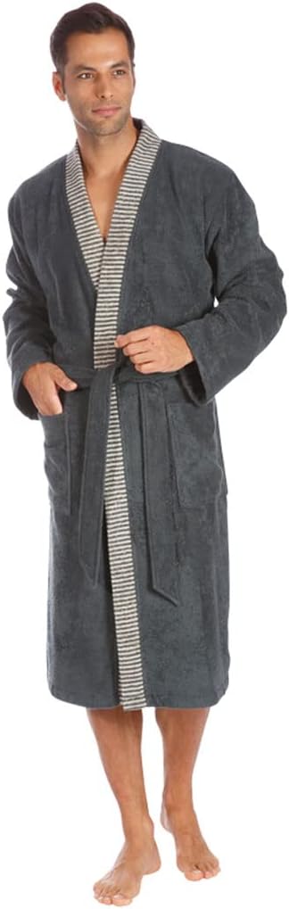 Egeria Bruno slate grey Herren Kimono Bademantel M 100% Baumwolle