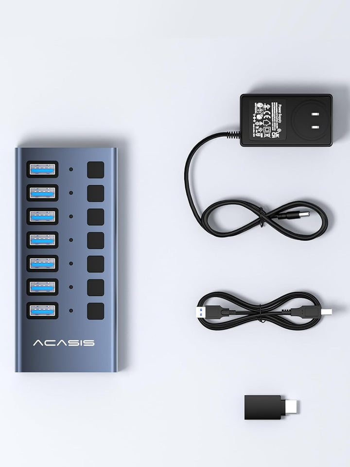 ACASIS Powered USB Hub,10 Ports USB 3.1 Hub with 10Gbps Data Speed, Individual On/Off Switches, 12V4