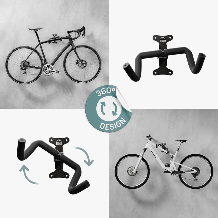 Borgen Fahrrad Wandhalterung I Fahrradhalter - Winkel und Wandabstand einstellbar bis 20 kg, klappba
