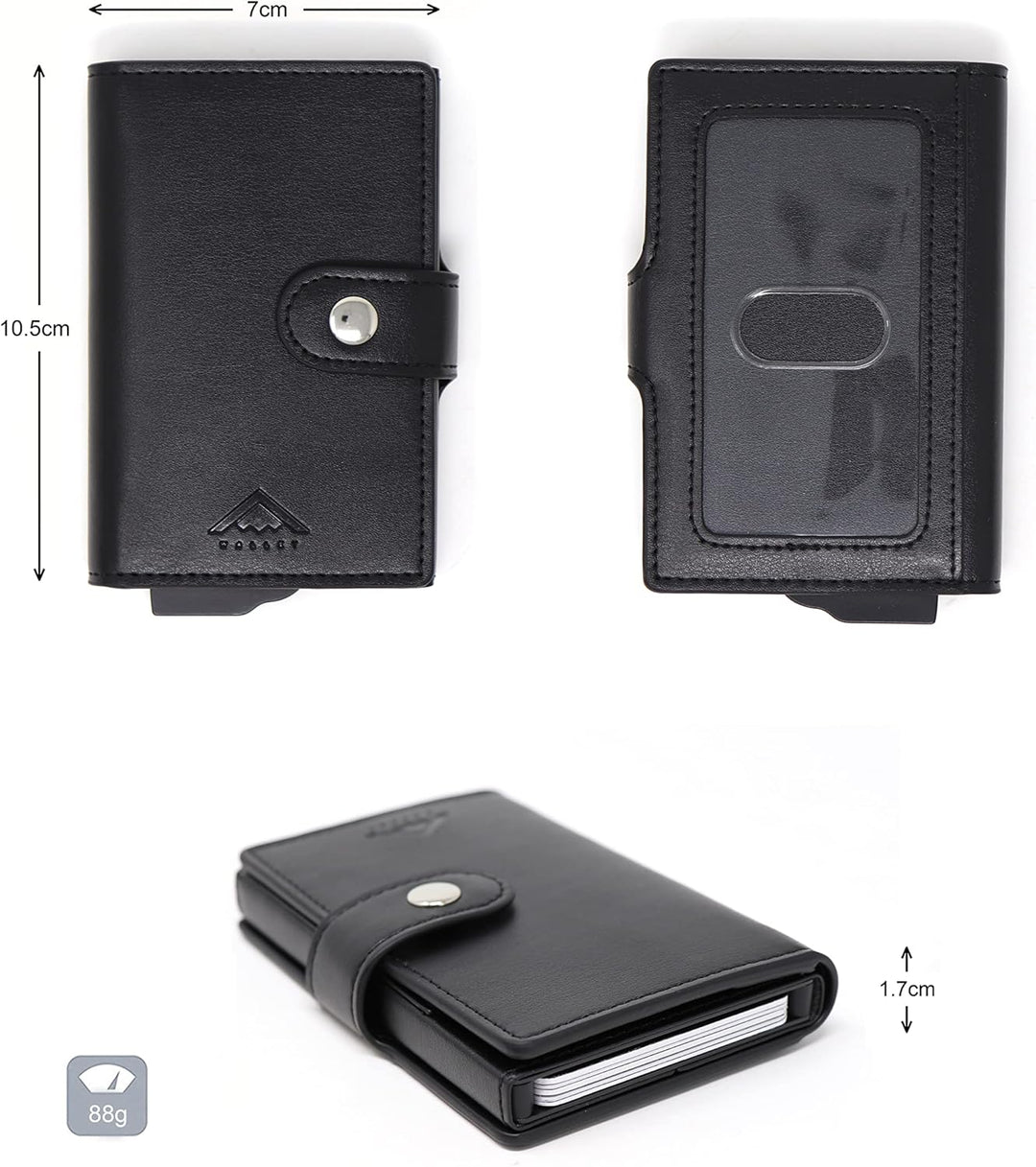 Stealth Wallet – Minimalistische Schlanke Leichte Pop-Up Kartenhalter – Kontaktlos Geschützte Sicher