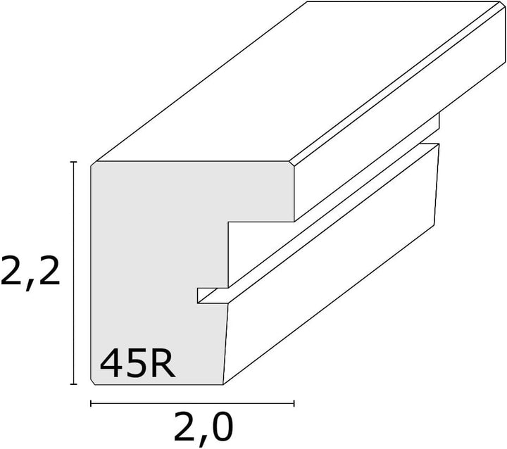 Deknudt Frames S45RH1-30.0X45.0 Bilderrahmen, Holz, Block-Zierleiste, 49,4 x 34,4 x 2,2 cm, Hellgrau