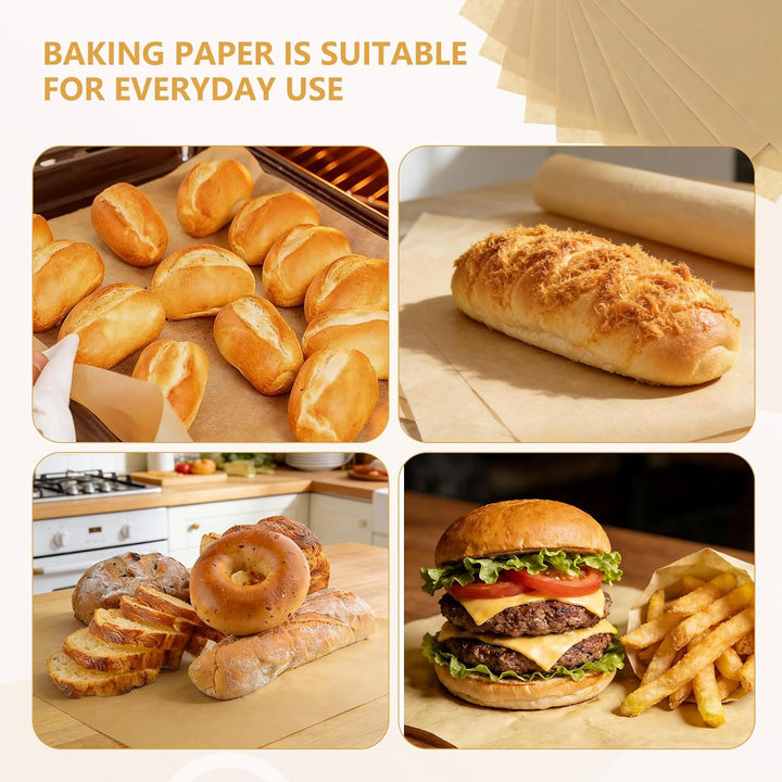 120 Stück Pergamentpapier zum Backen, Bio Backpapier ohne PFAS, 25 * 35cm Backpapier Zuschnitte zum