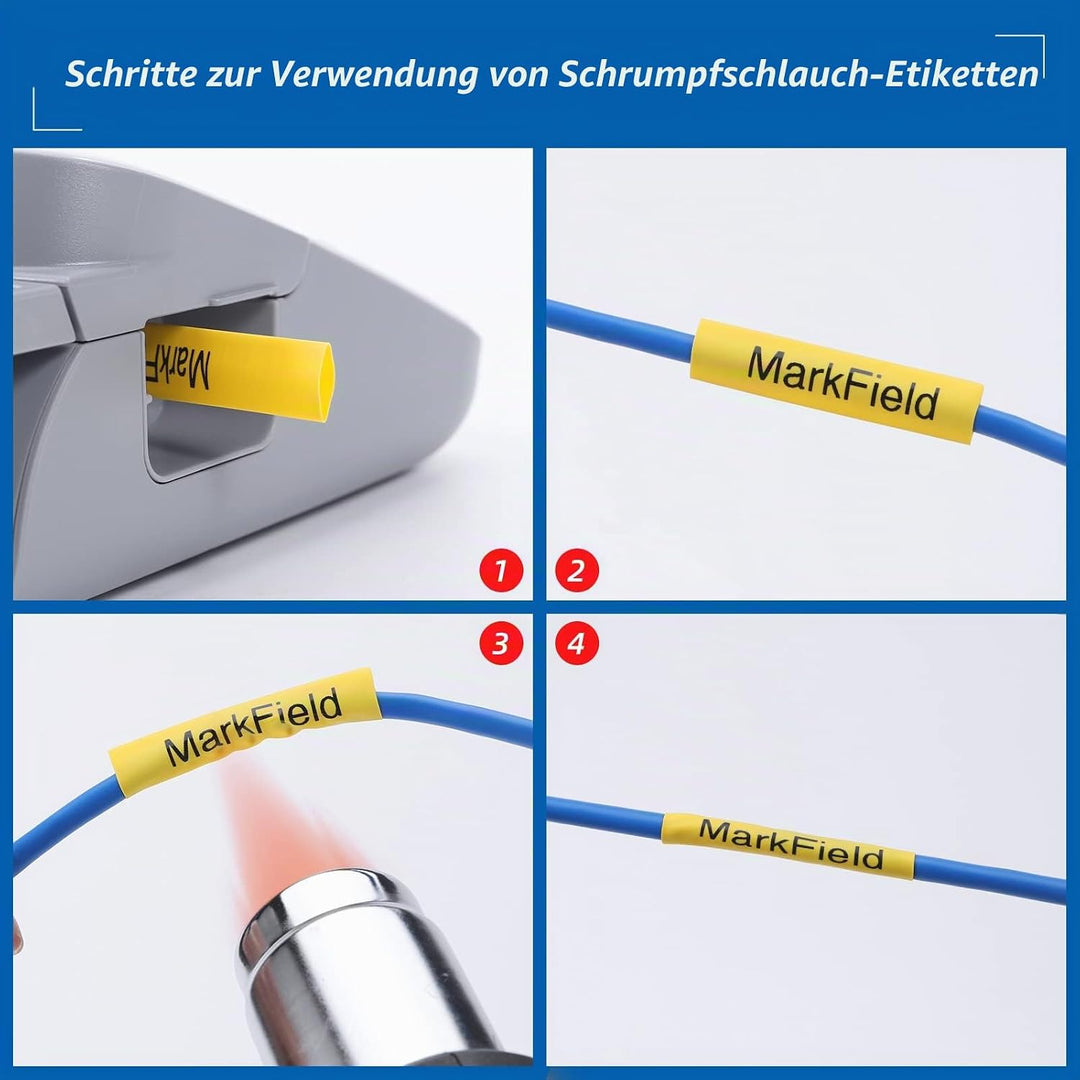 3x MarField HSe-631 11.7 Schrumpfschlauch Schriftband Kompatibel mit Brother P-touch HS HSe631 Heat