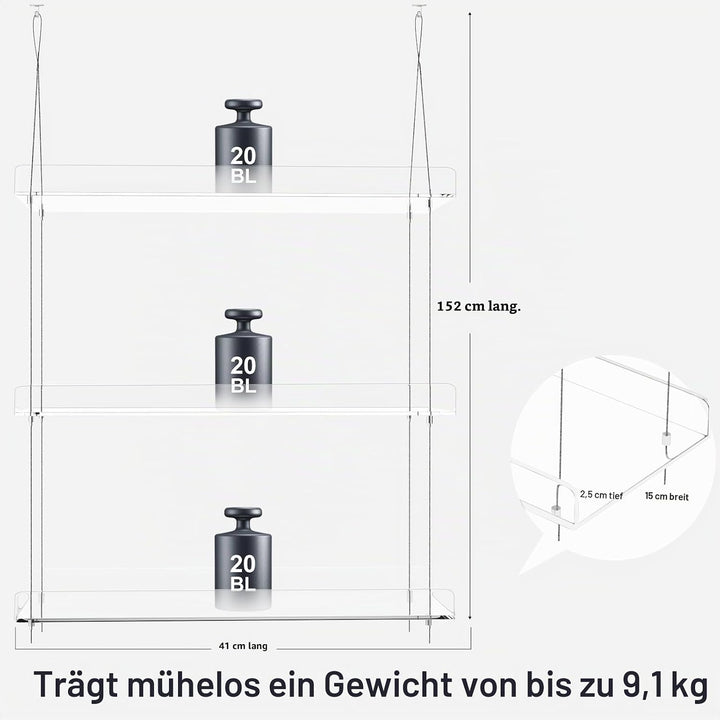 Hängendes transparentes Pflanzenregal für Fenster, 3-stöckiges Acryl-Fensterwand-Pflanzenständer für