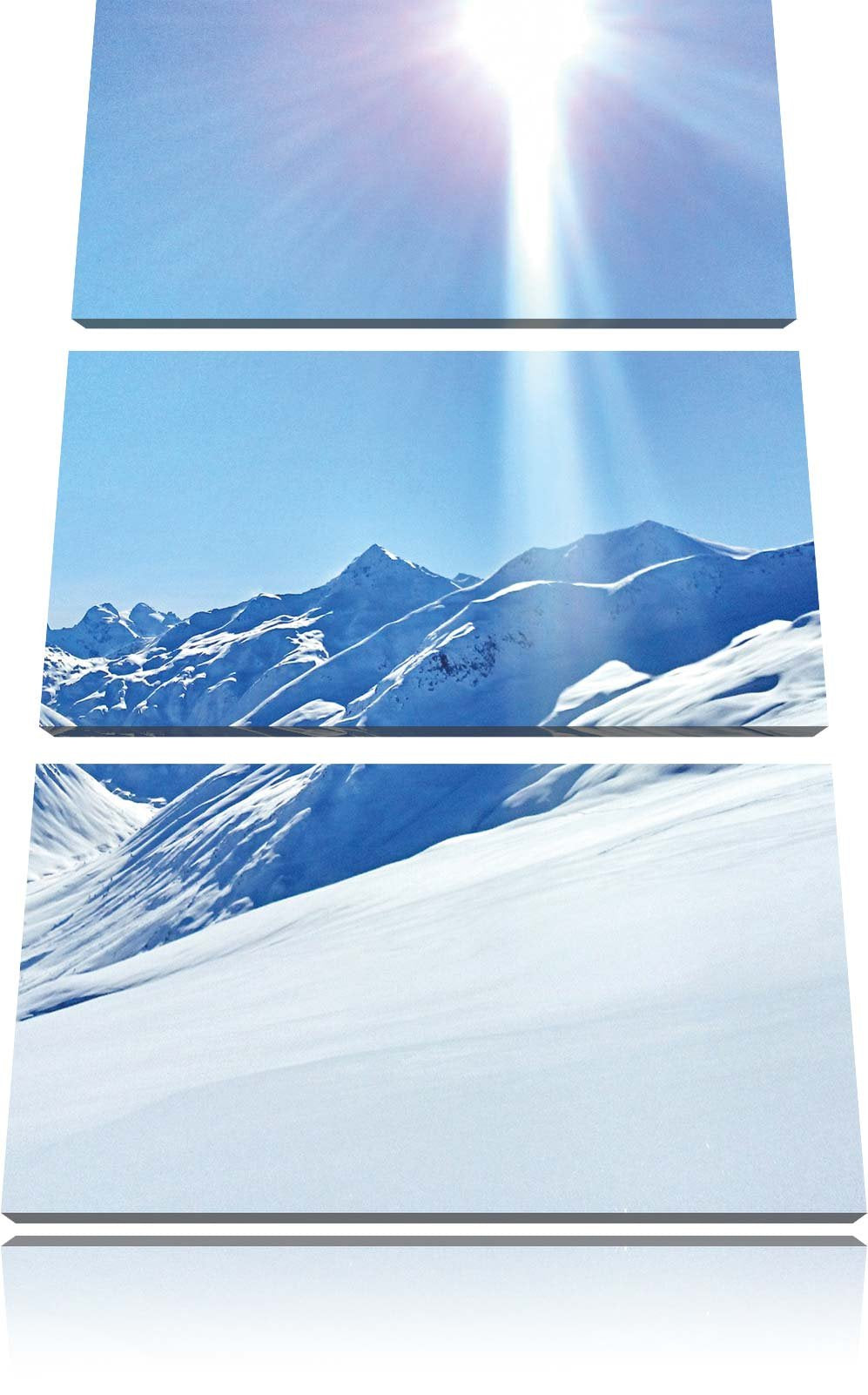 Pixxprint Schnee Berge 3-Teiler Leinwandbild 120x80 Bild auf Leinwand