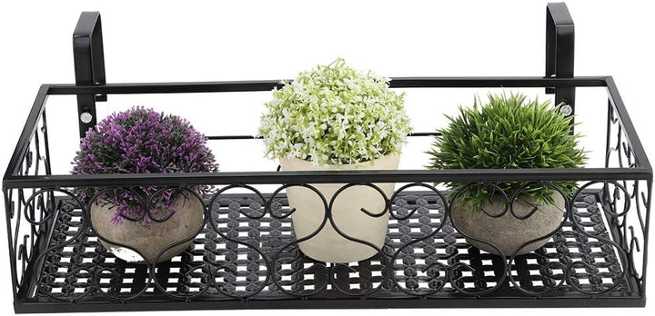 SEAFRONT Eisen-Hängeregal Korb Balkon Blumentopf-Ständer Geländer Regal Dekoration Pflanzenständer f