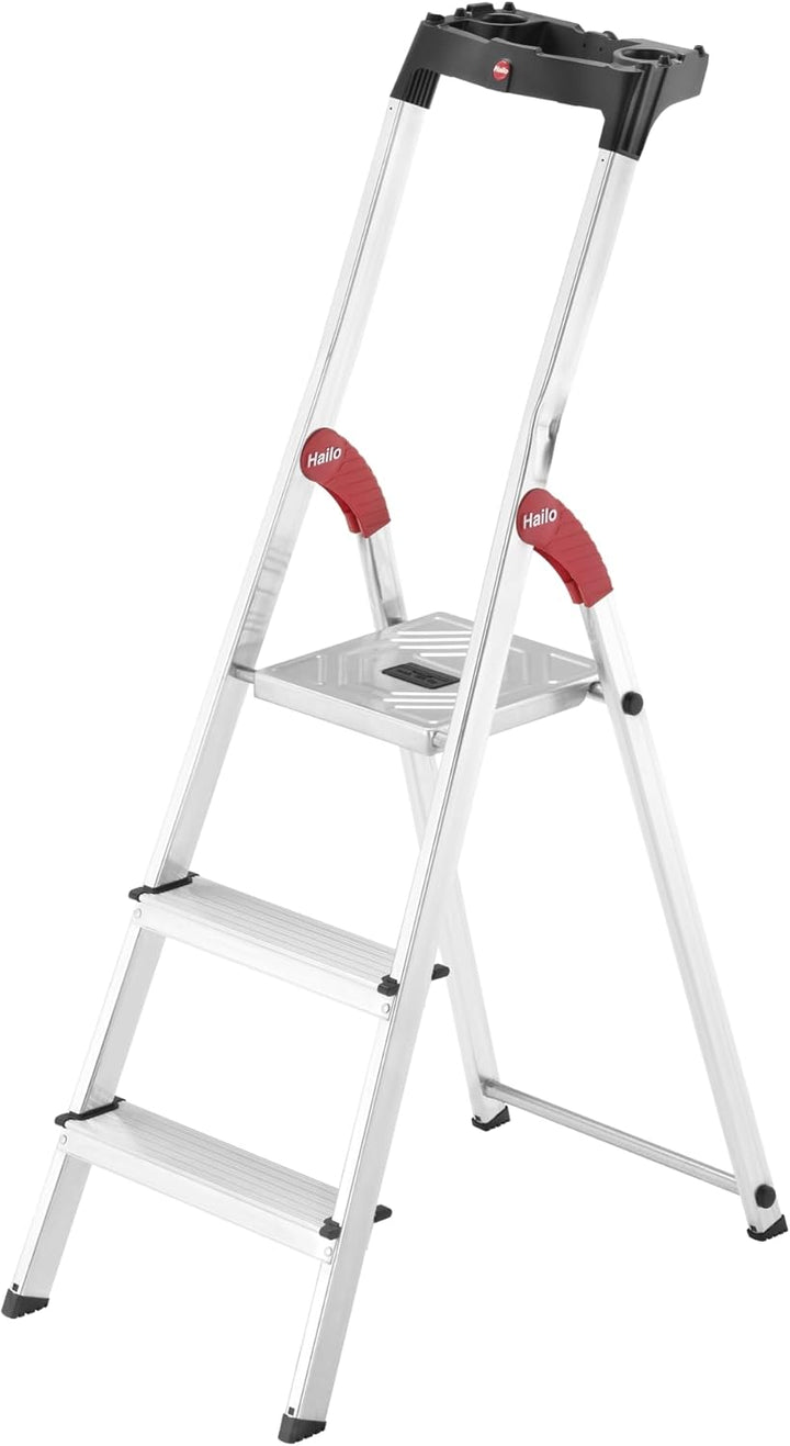 Hailo 5_8503-001 L60 Sicherheits-Haushaltsleiter, aus Aluminium, 3 Stufen