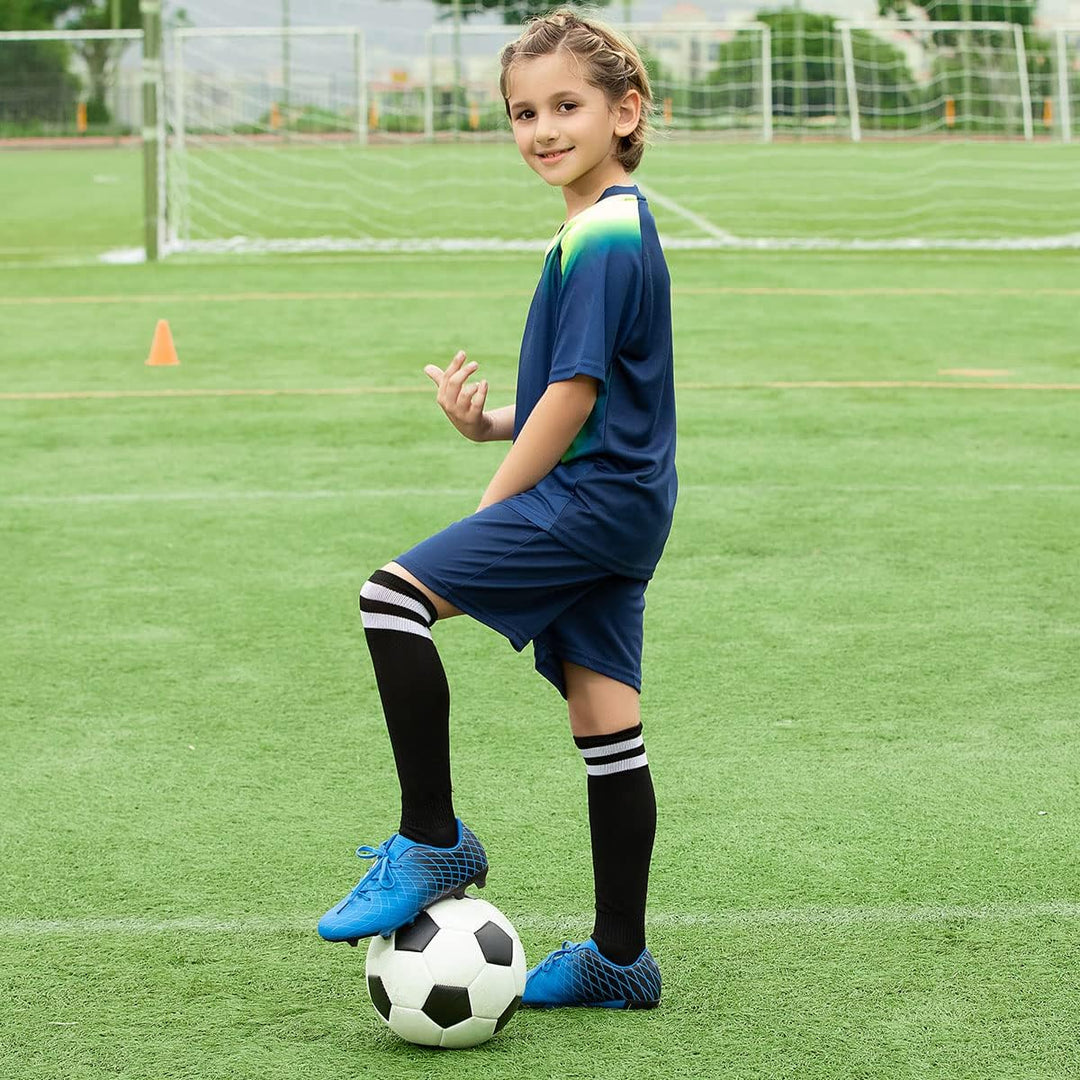 JABASIC Kinder Soccer Boots Jungen Mädchen Sportlich Draussen Fussballschuh 29 EU Blau 1, 29 EU Blau