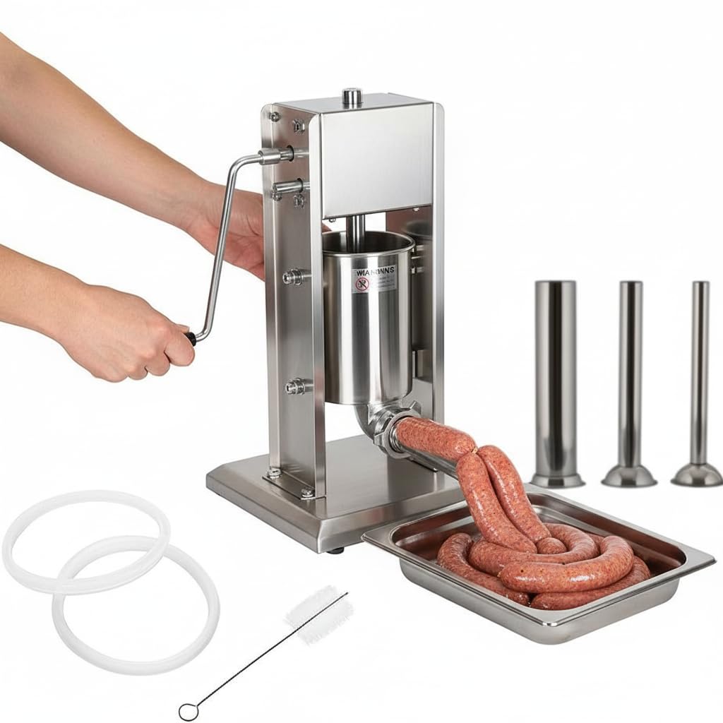 Melko Wurstfüllmaschine Edelstahl Wurstfüller 7l Wurstpresse Wurstmaschine mit 2-Gang-Getriebe Wurst