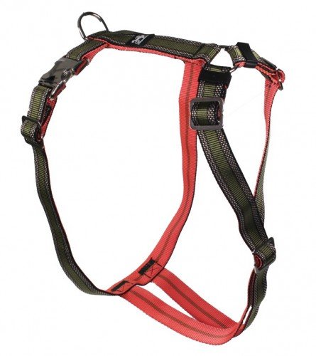 Feltmann Premium Hundegeschirr mit Alu-Max®, Soft- Nylonband, Muster Khaki, 40-60cm, 15mm 15mm / 40