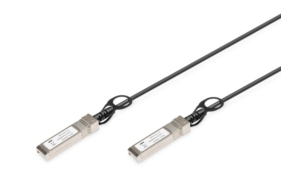 DIGITUS Twinax DAC Netzwerkkabel, SFP+, 10 m, bis 10.52 Gbit/s, AWG 30, für Diverse Marken, Schwarz