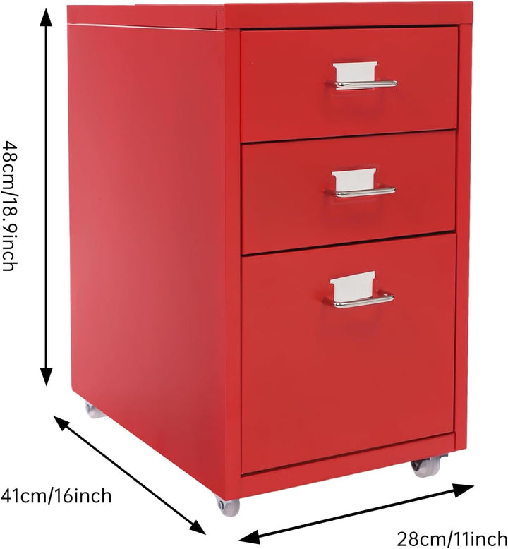Rollcontainer | Aktenschrank mit 3 Schubladen | 11 kg Tragkraft pro Ebene | 4 Lenkrollen | Modernes