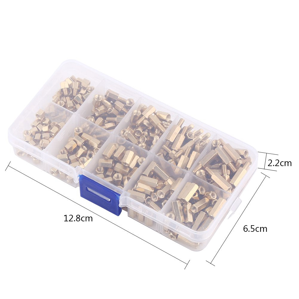 300pcs M3 Abstandshalter Distanzhülse Schrauben Messing StandOff Männliche Weibliche Hexe Spacers Fü