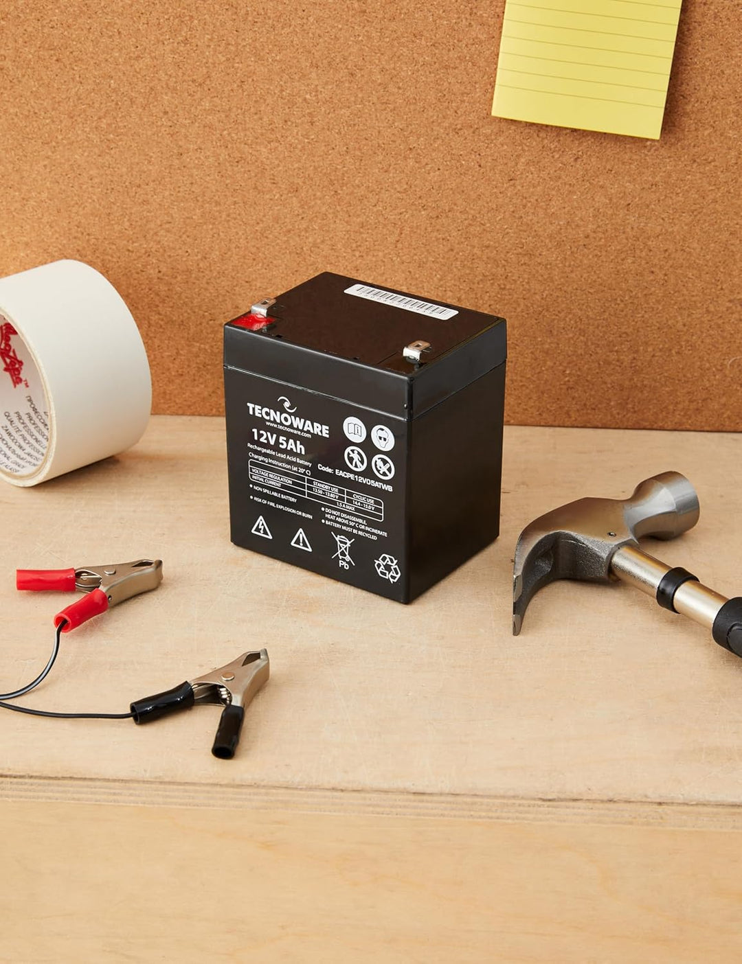 Tecnoware Power Systems - Ersatzbatterie für USV, Videoüberwachung und Alarmsysteme, 12V 5Ah Kapazit