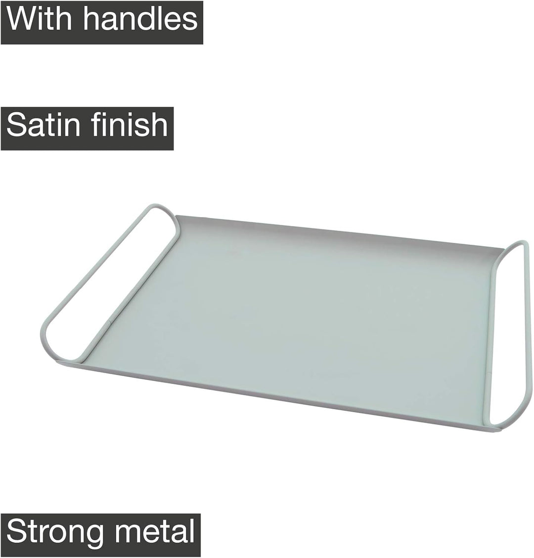 Point-Virgule Serviertablett aus Metall mit Handgriffe, Trendiger deko tablett für Küche, Salbeigrün