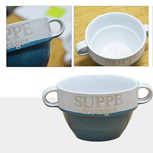8 Stück Suppentasse aus Keramik mit Schriftzug "Suppe des Tages" Ø 13 cm Blau 8 Stück Blau, 8 Stück