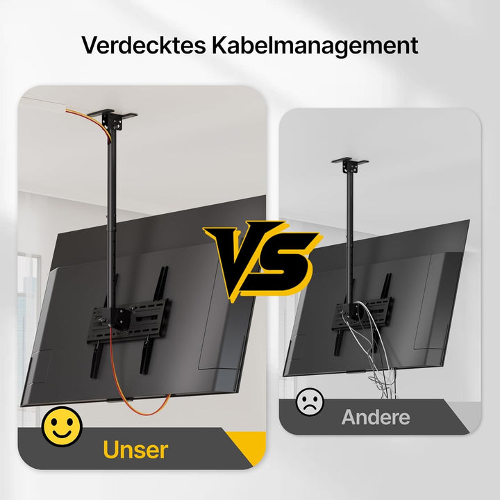 monTEK TV Deckenhalterung Neigbar und Schwenkbar für die meisten 37-75 Zoll Fernseher, Fernsehhalter