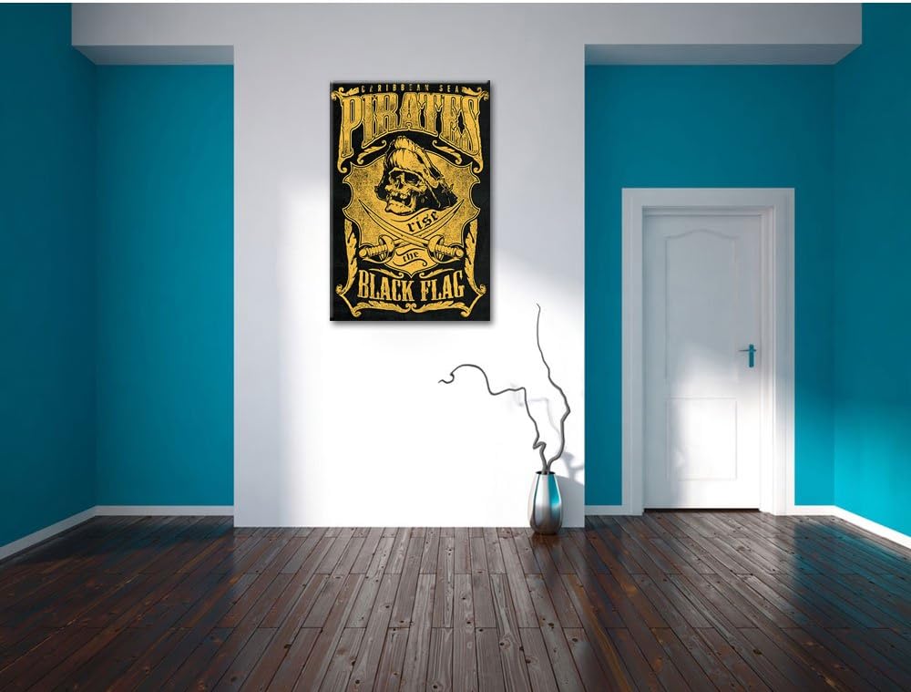 Dark Panique black Bild auf Leinwand, XXL riesige Bilder fertig gerahmt mit Keilrahmen, Kunstdruck a
