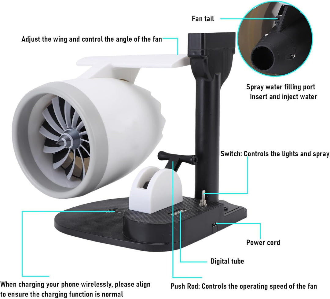 Turbojet -Desktop -Lüfter mit Luftbefeuchter, Flugzeugstrahlmotorendesschungsventilator, JET -Motor
